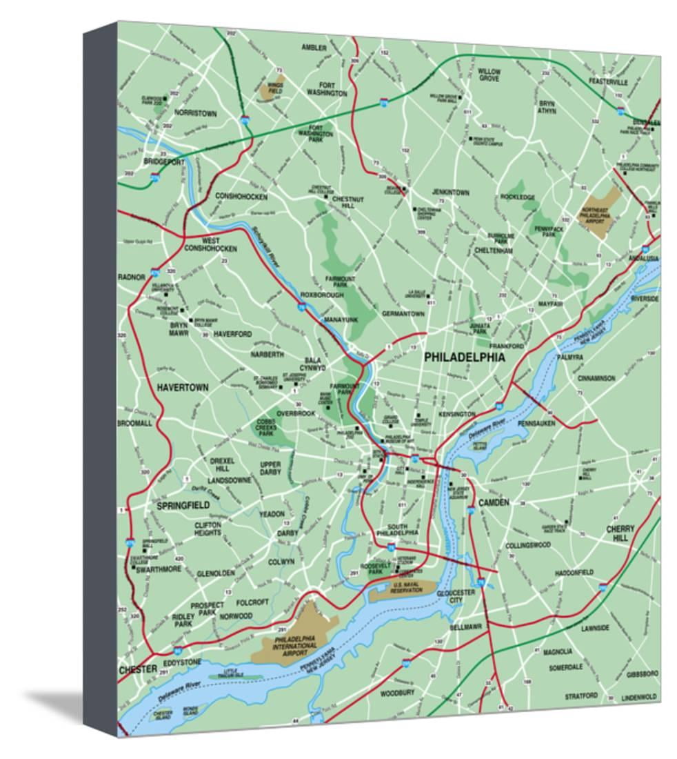 Philadelphia, Pennsylvania Metropolitan Space Map Stretched Canvas Print Wall Artwork As a result of BFordyce image relating to Printable Maps of Philadelphia referred to as Philadelphia, Pennsylvania Metropolitan Room Map Stretched Canvas Print Wall Artwork By means of BFordyce